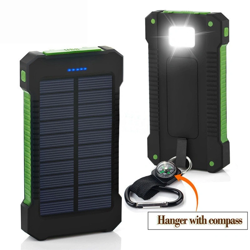 Factory Wholesale Portable Wireless Solar Power Bank 10000mAh 20000mAh Waterproof Camping Hiking Phone Charger Outdoor Waterproof Solar Power Bank