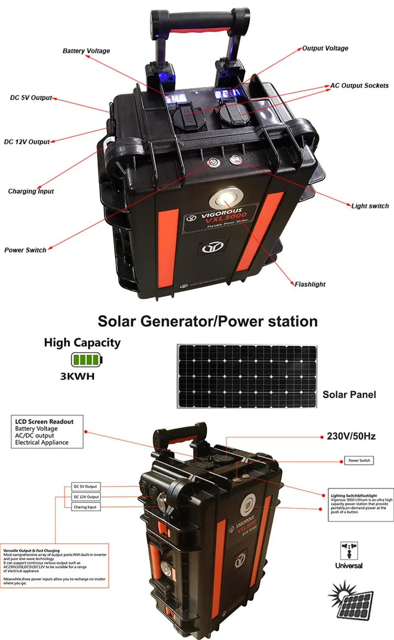 LED Lighting off Grid Solar Energy Systems 500wh Portable Lithium Battery Power Station 500W 110V for Camping Emergency Rescue