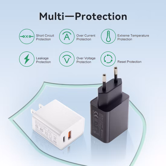 Pd18W QC3.0 急速充電器 USB タイプ C ユニバーサル入力 5V 3A/9V 2A/12V 1.5A EU UL CE FCC SAA RoHS Ukca タブレット/携帯電話/LED/CCTV/イヤホン/ワイヤレス充電用