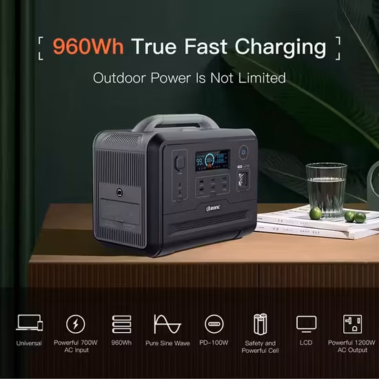 屋外非常用エネルギー貯蔵用 1200W ポータブル発電所